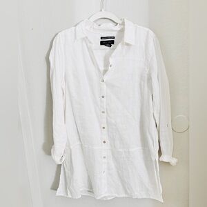 TAHARI Button Down Tunic Shirt 100% Linen